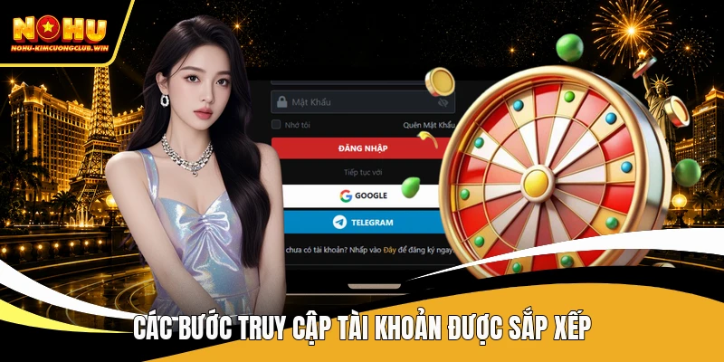 Các bước truy cập tài khoản được sắp xếp